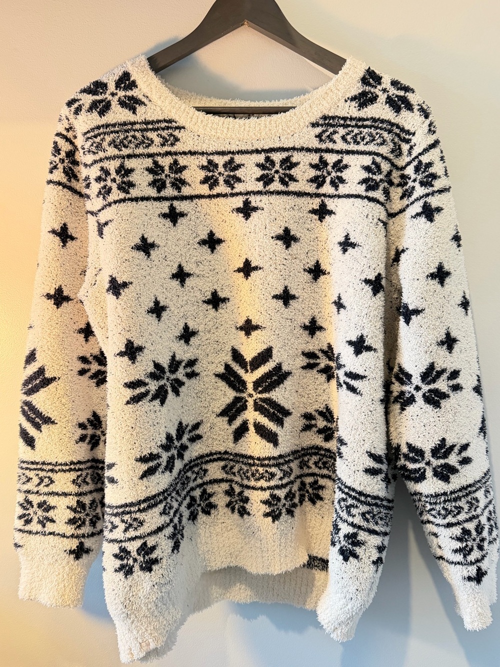 Barefoot Dreams CozyChic Seaside Fair Isle Snowflake Sweater XL